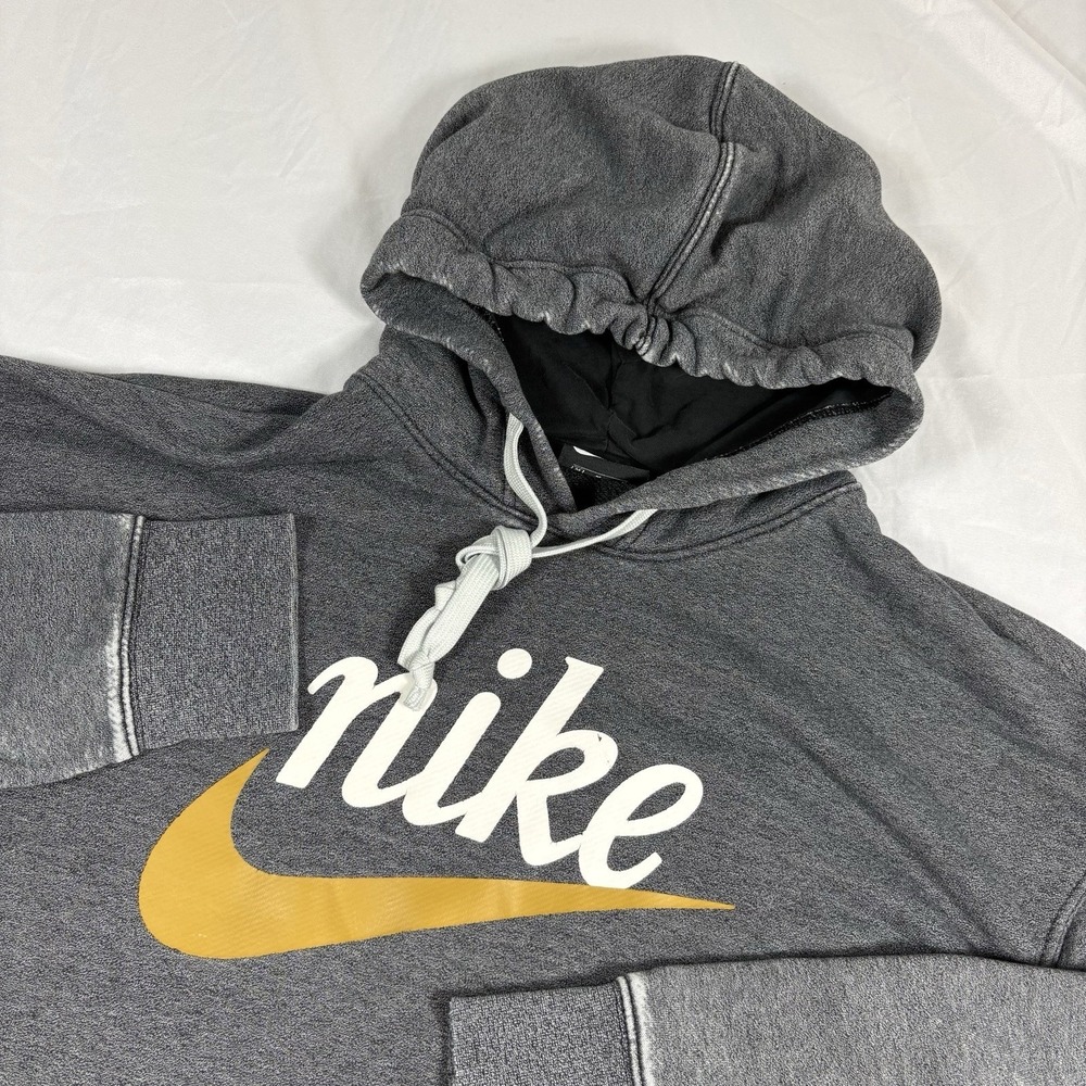 Nike Hoodie Mens Medium Gray Heritage Pullover Sweatshirt‎ Pocket BV2933-011